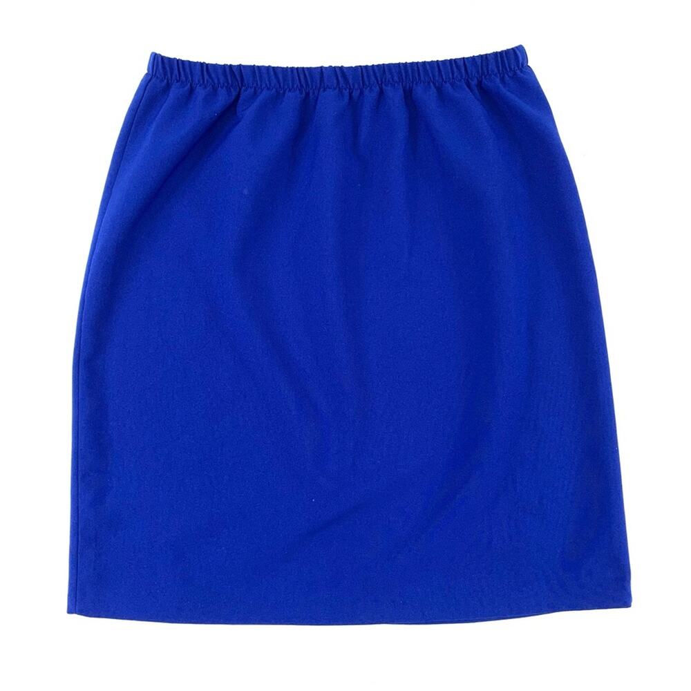 Blue Knee Length Slit Pencil Skirt